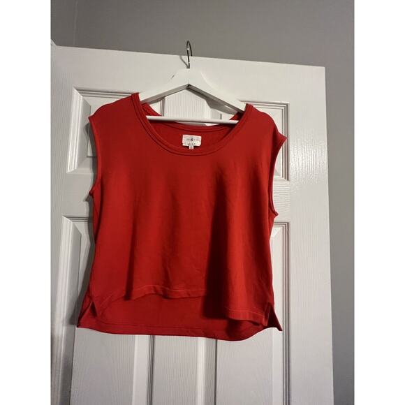 Lou & Grey Womens Top Soft Knit Muscle Tank Red Shirt Cap Short Sleeve Small - Picture 1 of 5